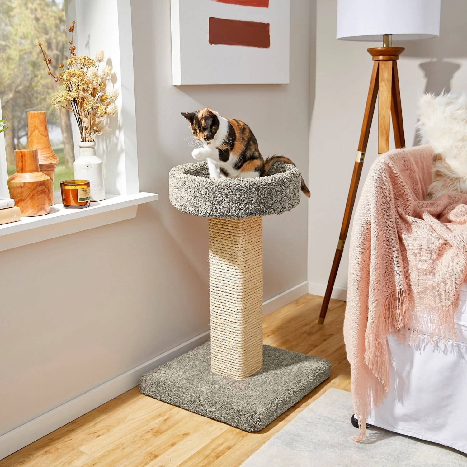 Frisco 32-in Real Carpet Wooden Cat Tree 3 Frisco 32-in Real Carpet Wooden Cat Tree