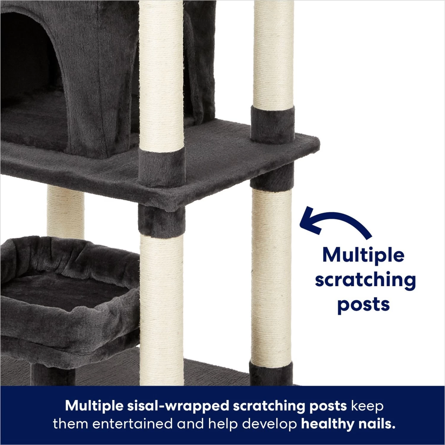 Frisco 66-in Cat Tree With Bed, Condo, Lounge Basket & Top Perch 7 Frisco 66-in Cat Tree With Bed, Condo, Lounge Basket & Top Perch - Image 5