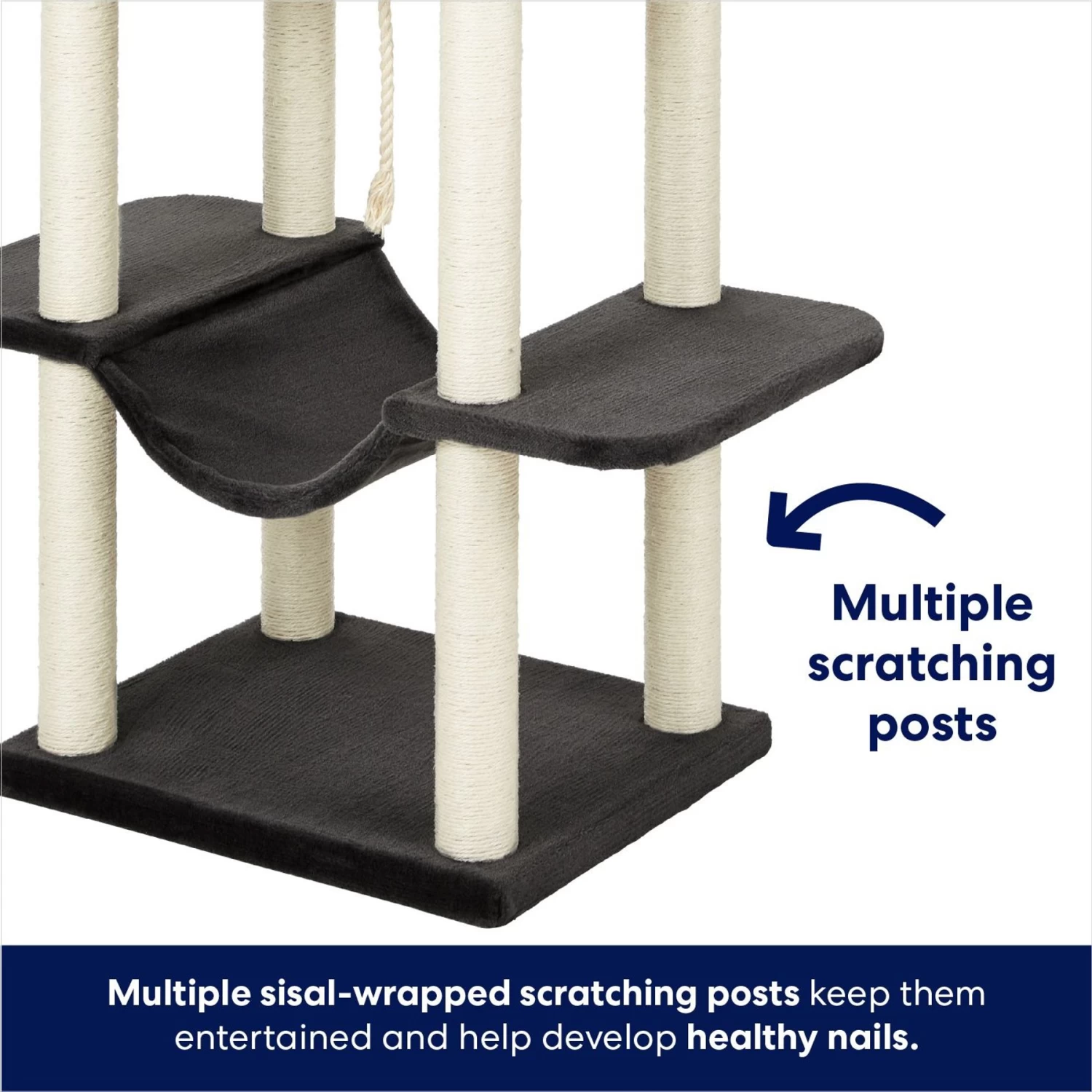 Frisco 73-in Cat Tree With Hammock, Condo, Lounge Basket, Top Perch & Bed 6 Frisco 73-in Cat Tree With Hammock, Condo, Lounge Basket, Top Perch & Bed - Image 5