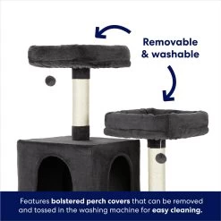 Frisco 64-in Cat Tree With Hammock, Condo, 2 Top Perches With Bed -Frisco 214387 PT3. AC SS1800 V1667227576