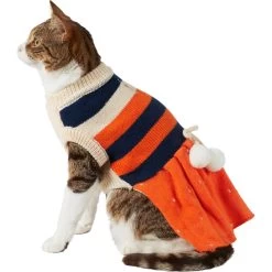 Frisco Pom Pom Bow Striped Dog & Cat Sweater Dress 11 Frisco Pom Pom Bow Striped Dog & Cat Sweater Dress -Frisco 223722 PT2. AC SS1800 V1608820386