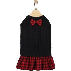 Frisco Plaid Cable Knit Dog & Cat Sweater Dress -Frisco 223739 PT4. AC SS1800 V1659727010