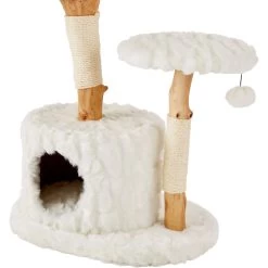 Frisco Natural Wood Modern Cat Tree With Toy, Ivory, Large -Frisco 236563 PT5. AC SS1800 V1615989095