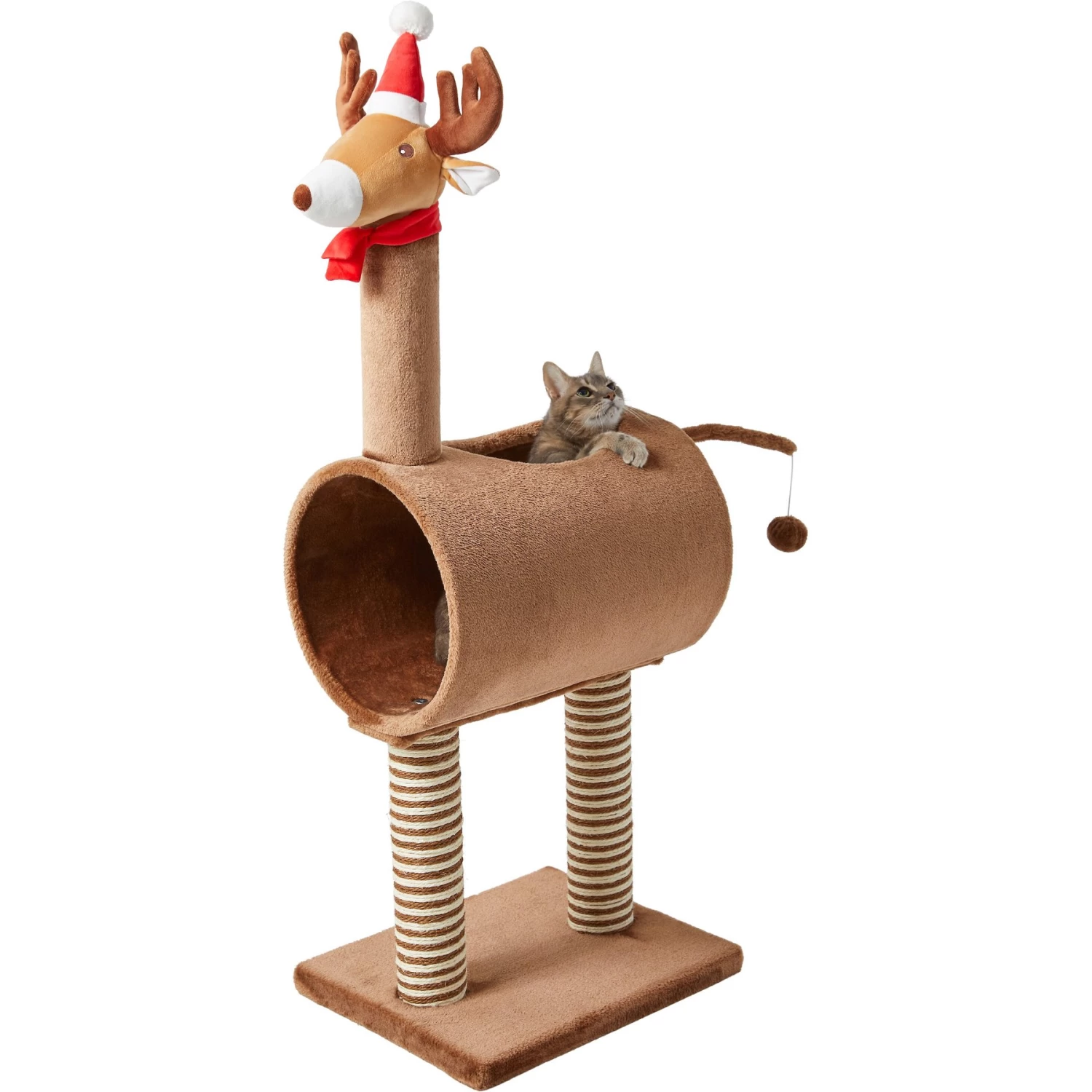 Frisco Holiday 52.3-in Reindeer Cat Scratching Post & Tunnel 5 Frisco Holiday 52.3-in Reindeer Cat Scratching Post & Tunnel - Image 3