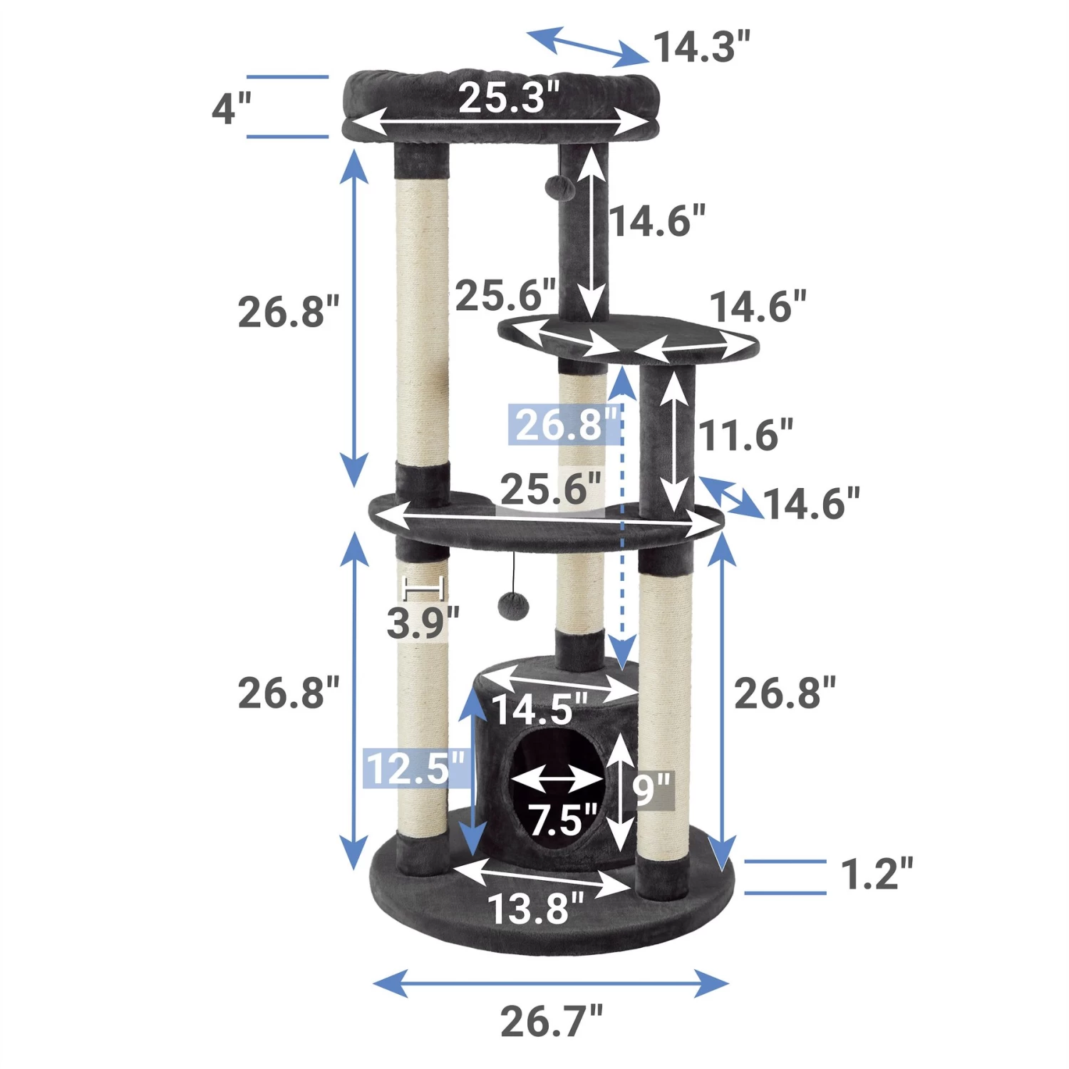Frisco Heavy Duty Faux Fur Cat Tree & Condo 4 Frisco Heavy Duty Faux Fur Cat Tree & Condo - Image 2