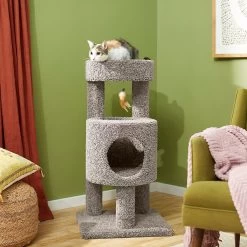 Frisco 36-in Real Carpet Wooden Cat Tree