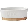 Frisco Oval Meow Non-skid Ceramic Cat Bowl With Wood Base -Frisco 256080 MAIN. AC SS1800 V1615300007