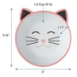Frisco Cat Face Non-skid Ceramic Cat Bowl, Pink -Frisco 256107 PT1. AC SS1800 V1616697130