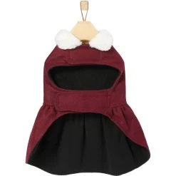 Frisco Mediumweight Pom Pom Bow Dog & Cat Peacoat Dress, Red -Frisco 268200 PT5. AC SS1800 V1628824051