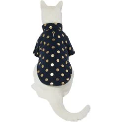 Frisco Lightweight Gold Dotted Dog & Cat Jacket, Navy -Frisco 268247 PT2. AC SS1800 V1628741286