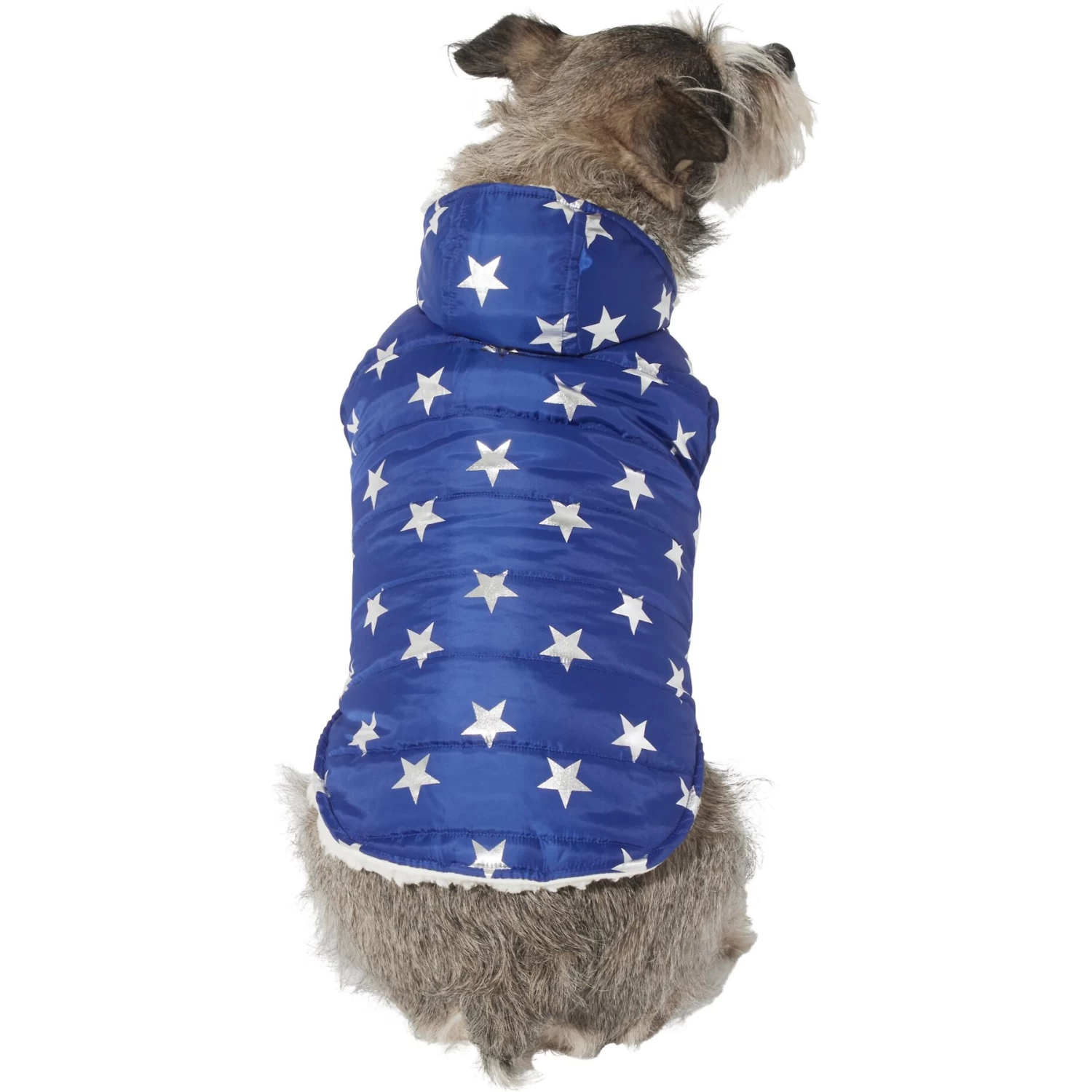 Frisco Mediumweight Metallic Star Print Insulated Dog & Cat Parka, Navy 3 Frisco Mediumweight Metallic Star Print Insulated Dog & Cat Parka, Navy
