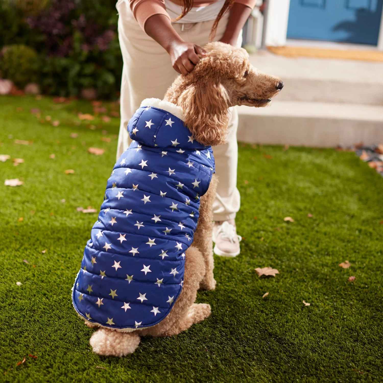Frisco Mediumweight Metallic Star Print Insulated Dog & Cat Parka, Navy 9 Frisco Mediumweight Metallic Star Print Insulated Dog & Cat Parka, Navy - Image 7
