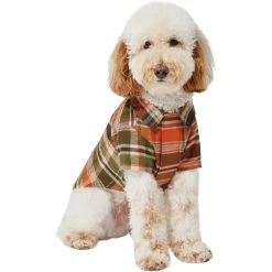 Frisco Orange & Olive Plaid Dog & Cat Flannel Shirt -Frisco 268612 PT2. AC SS1800 V1637682457