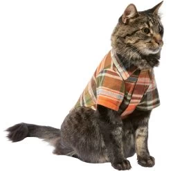Frisco Orange & Olive Plaid Dog & Cat Flannel Shirt -Frisco 268612 PT3. AC SS1800 V1637659314