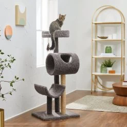 Frisco Real Carpet Cat Tree With Tunnel