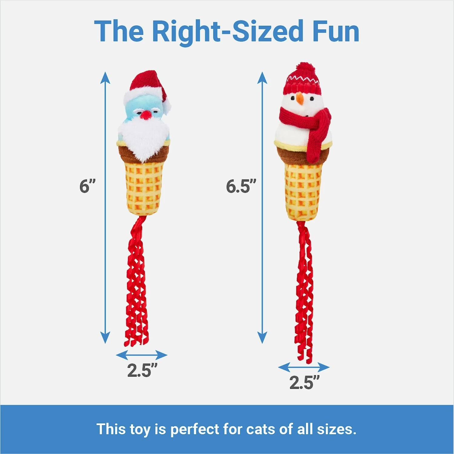 Frisco Holiday Santa & Snowman Ice Cream Cones Plush Cat Toy With Catnip, 2 Count 4 Frisco Holiday Santa & Snowman Ice Cream Cones Plush Cat Toy With Catnip, 2 Count - Image 2