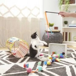 Sheba Meaty Tender Sticks Salmon Flavored Soft Adult Cat Treats & Frisco Plush, Teaser, Ball & Tunnel Variety Pack Cat Toy With Catnip -Frisco 298508 PT4. AC SS1800 V1623202064