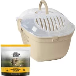 Frisco Top Loading Cat Kennel & American Journey 100% Chicken Freeze-Dried Grain-Free Cat Treats