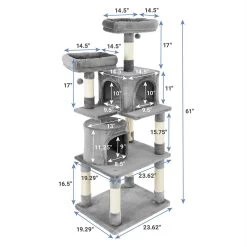 Frisco 61-in Faux Fur Cat Tree & Condo & Frisco 38-in Cat Tree With Condo, Top Perch & Toy -Frisco 318964 PT2. AC SS1800 V1630367789