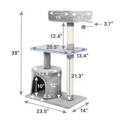 Frisco 61-in Faux Fur Cat Tree & Condo & Frisco 38-in Cat Tree With Condo, Top Perch & Toy -Frisco 318964 PT6. AC SS1800 V1630359370