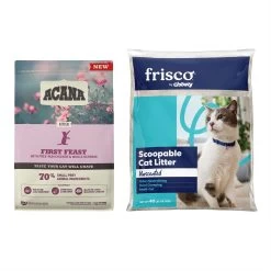 ACANA First Feast High-Protein Kitten Dry Cat Food, 4-lb Bag & Frisco Multi-Cat Unscented Clumping Clay Cat Litter