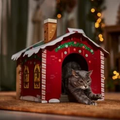 Frisco Holiday Santa's Workshop Cardboard Cat House -Frisco 360881 PT4. AC SS1800 V1695648152
