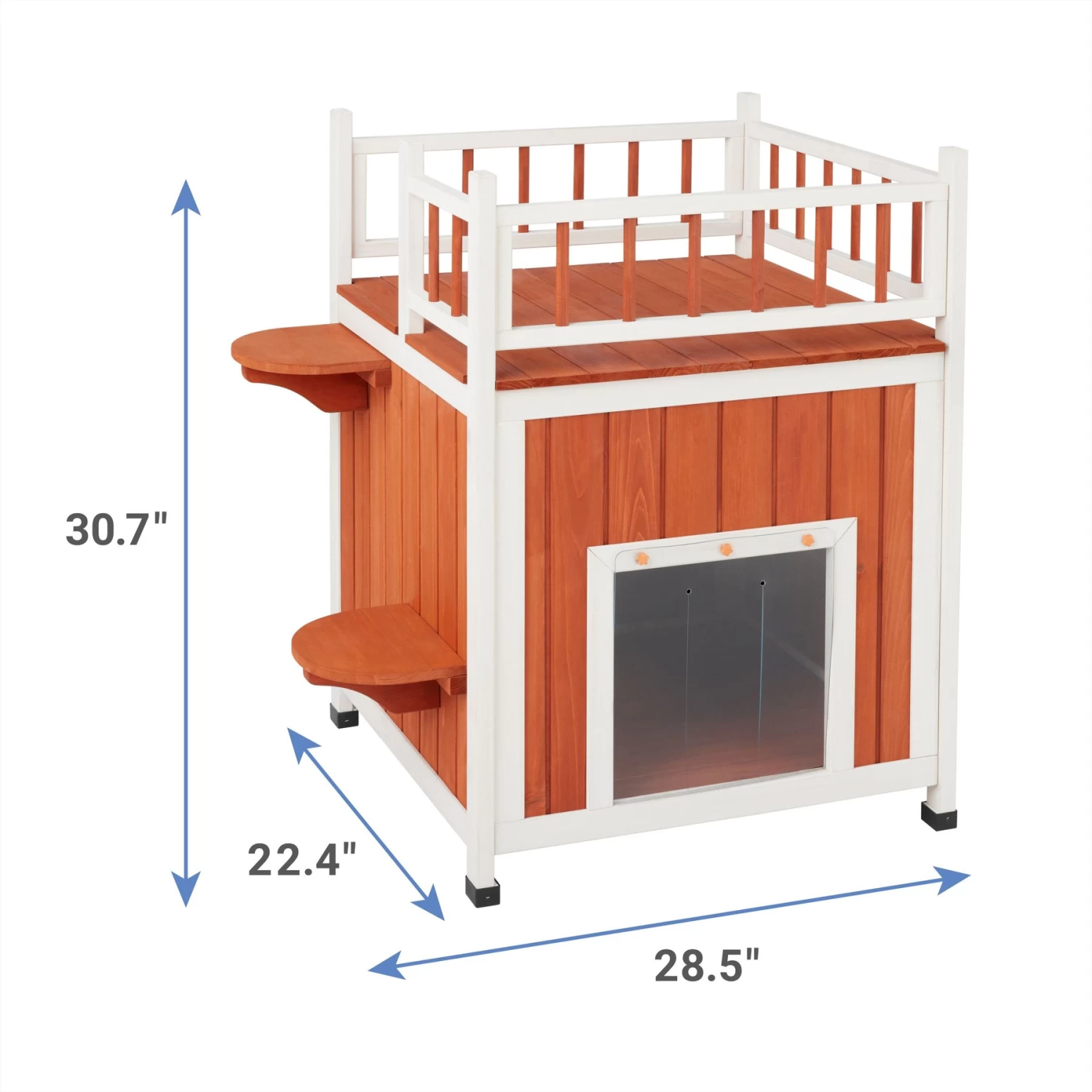 Frisco Outdoor Wooden Cat House With Elevated Balcony Steps 4 Frisco Outdoor Wooden Cat House With Elevated Balcony Steps - Image 2