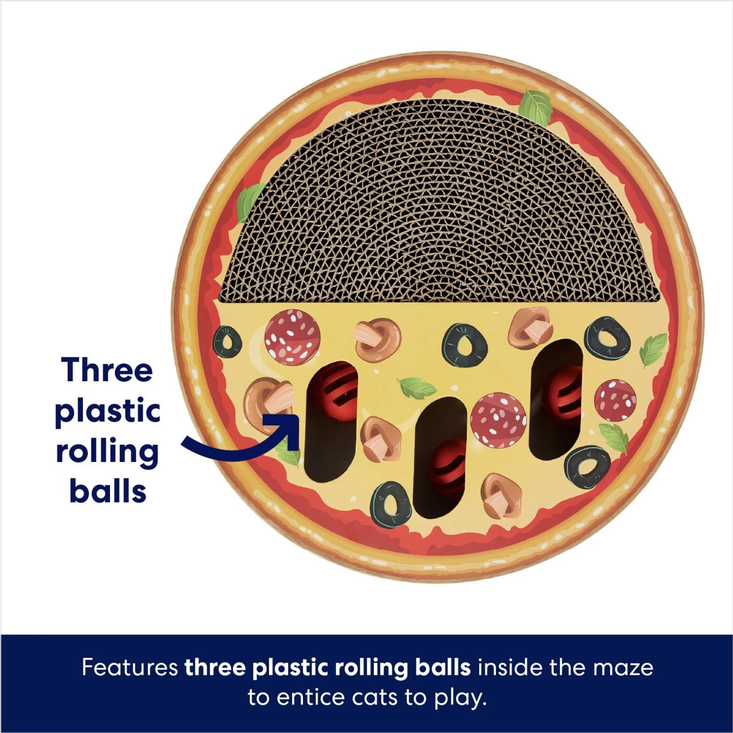 Frisco Interactive Maze & Scratch Cardboard Cat Toy With Catnip, Pizza 5 Frisco Interactive Maze & Scratch Cardboard Cat Toy With Catnip, Pizza - Image 3