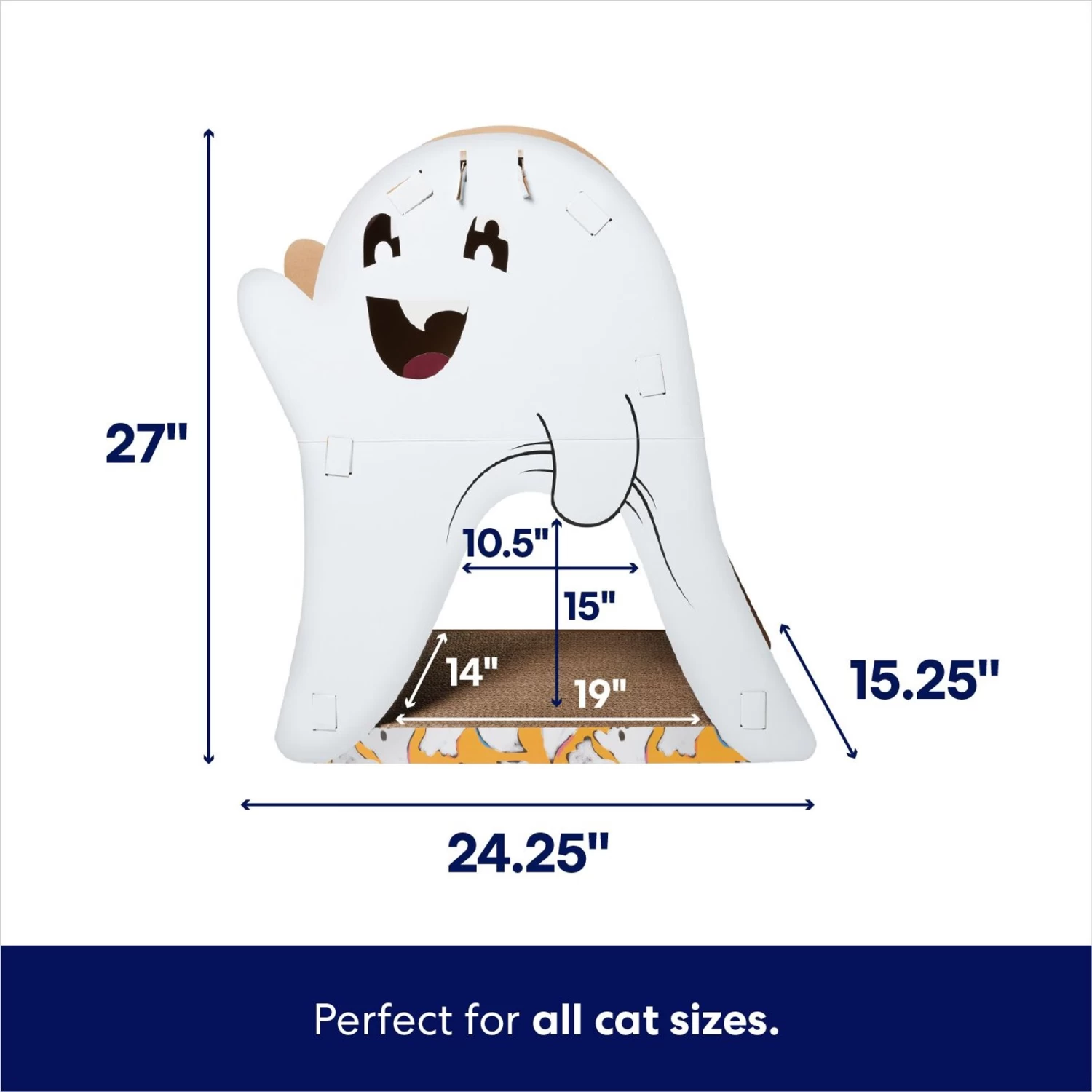 Frisco Halloween Cutie Ghost Cardboard Cat House With Catnip 4 Frisco Halloween Cutie Ghost Cardboard Cat House With Catnip - Image 2