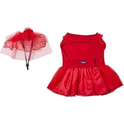 Frisco Red Ruffle Dog & Cat Dress + Headpiece -Frisco 707286 PT5. AC SS1800 V1689277340