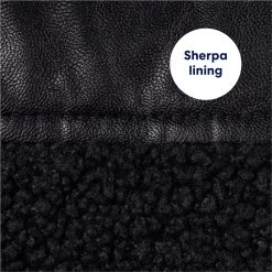 Frisco Medium Weight Faux Leather Dog & Cat Parka With Faux Fur Trimmed Hood, Black -Frisco 719798 PT5. AC SS1800 V1692213078