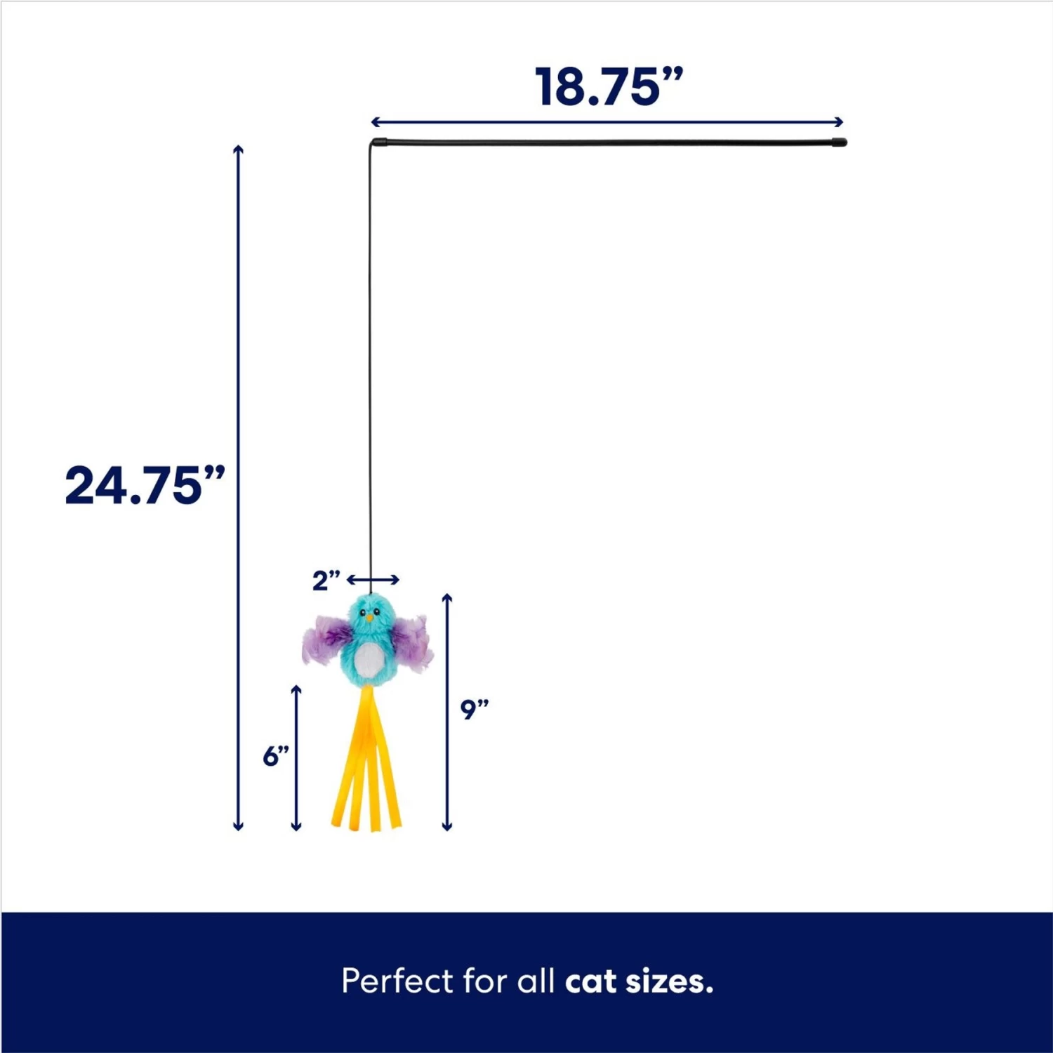 Frisco Fabric Teaser Wand Cat Toy & Frisco Bird With Feathers Teaser Wand Cat Toy With Catnip 8 Frisco Fabric Teaser Wand Cat Toy & Frisco Bird With Feathers Teaser Wand Cat Toy With Catnip - Image 7