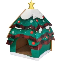 Frisco Holiday Log Cabin Cardboard Cat House & Frisco Holiday Christmas Tree Cardboard Cat House -Frisco 986238 PT5. AC SS1800 V1698257734