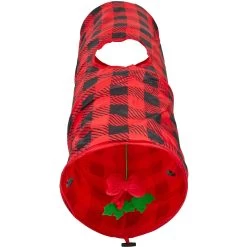 Frisco Holiday Buffalo Plaid Foldable Play Tunnel Cat Toy With Catnip & Frisco Holiday Festive Red Variety Pack Gift Box Cat Toy With Catnip, 14 Count -Frisco 986262 PT1. AC SS1800 V1698258346
